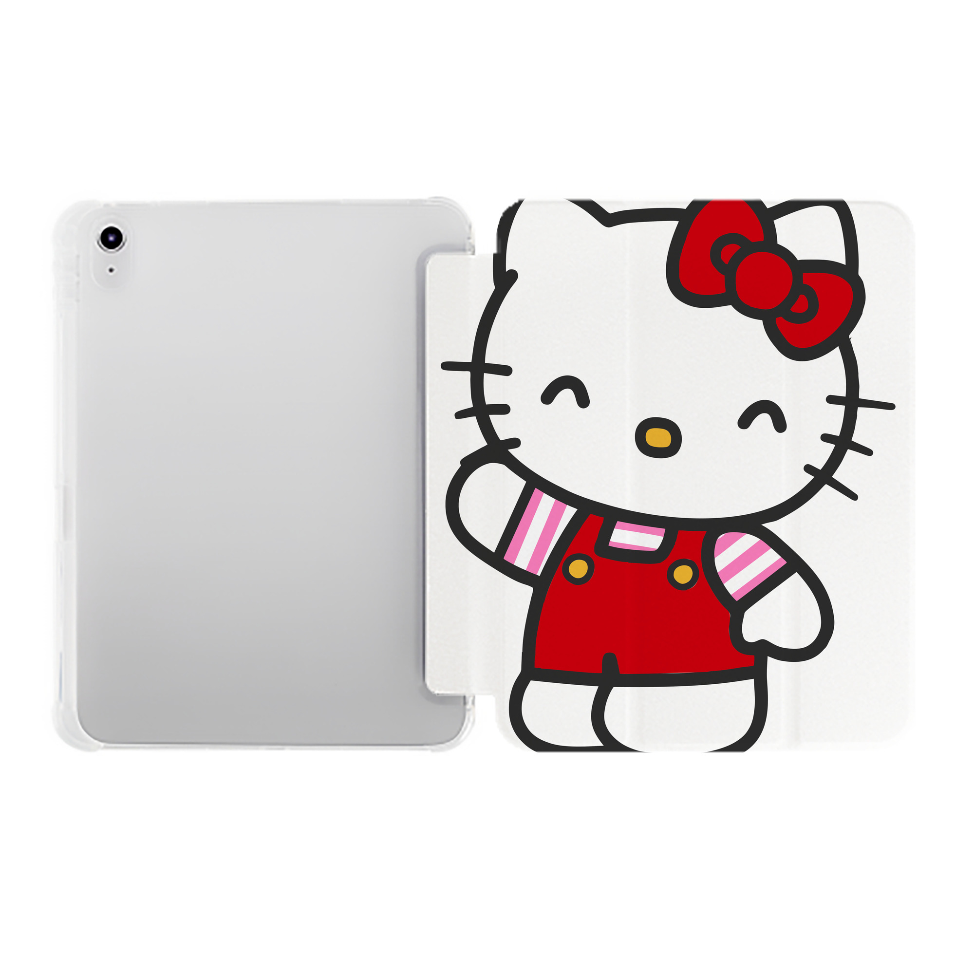 （画像用） Hello Kitty ハローキティ IPad ケース ペン収納付き 三つ折りスタンド PUレザー×シリコン 対応機種9.5/10.5/10.9インチ